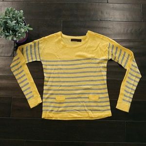 The Limited yellow gray striped sweater sz XS